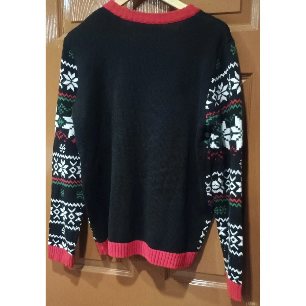 Holiday Time Sweater Mens XXL Black Dabbing Cat Meowy Christmas Excellent Ugly